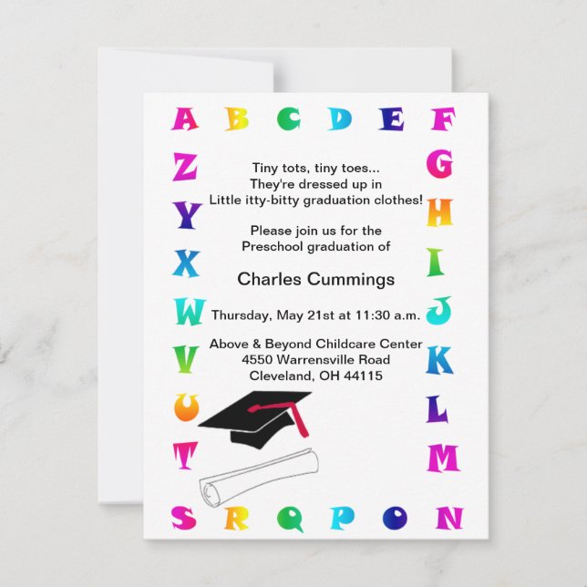 Little Tots Preschool Graduation Announcement (Front)