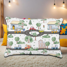 Little Town & Cars Colorful Pattern  