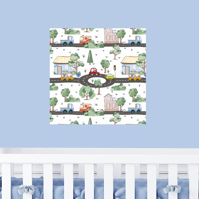 Little Town & Cars Colorful Pattern Poster (Creator Uploaded)