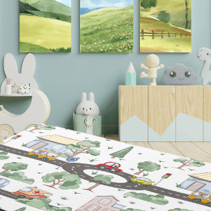Little Town & Cars Colorful Pattern Rug