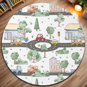 Little Town & Cars Colorful Pattern Rug