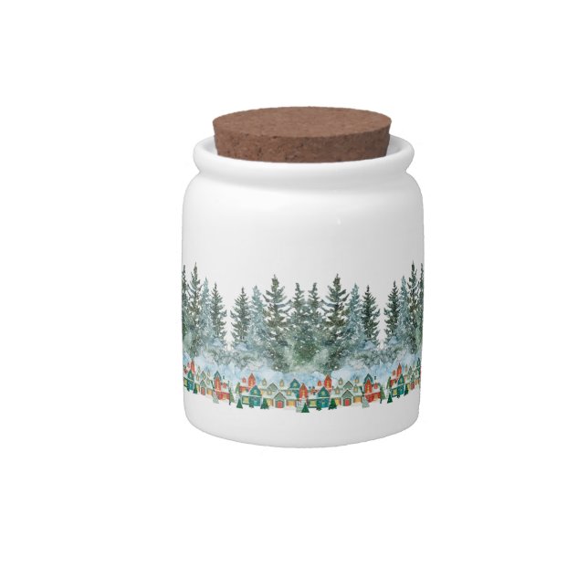 Little town in Winter Candy Jar (Front)
