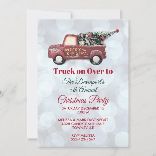 Little Toy Truck Merry Christmas Party Invitation