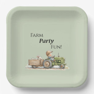 Little Tractor Farm Birthday Paper Plates