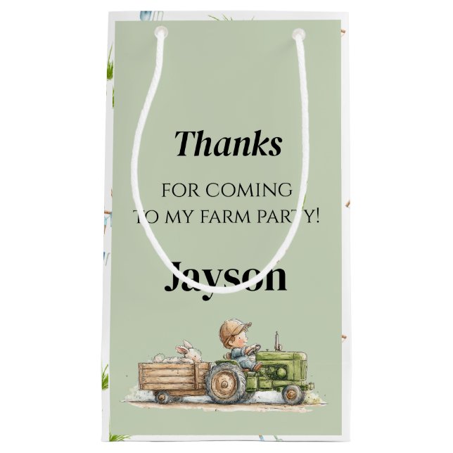 Little Tractor Farm Birthday Small Gift Bag (Front)