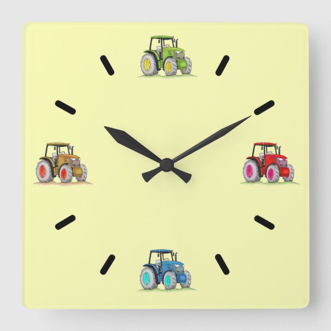 Little Tractors, Lemon Acrylic Wall Clock (Front)