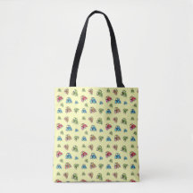 Little Tractors Tote Bag, Lemon