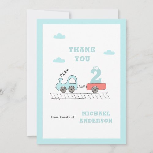 Little Train Boys Birthday Thank You Card
