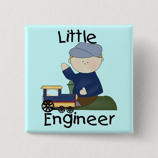 Little Train Engineer T-shirts and Gifts Button (Front)