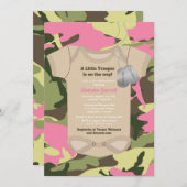 Little Trooper Army Military Girl Camo Baby Shower Invitation (Front/Back)