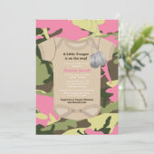Little Trooper Army Military Girl Camo Baby Shower Invitation (Standing Front)
