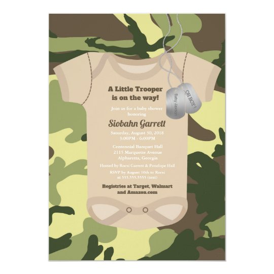 Little Trooper Army Or Military Camo Baby Shower Invitation Zazzle