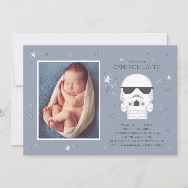 Little Trooper | Star Wars Birth Sip and See Party Invitation (Front)