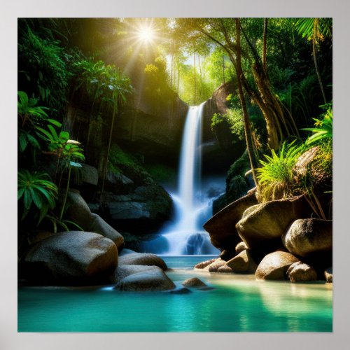 Little Tropical Waterfall Poster