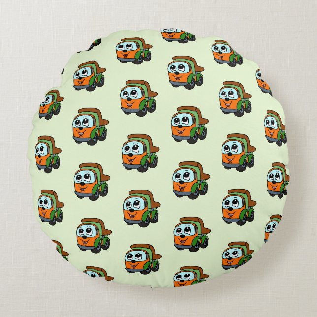 Little truck pattern round pillow (Front)