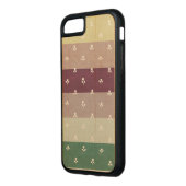 Little Tulips on Pastel Stripes (Wooden Case) Carved Wood iPhone Case (Left)
