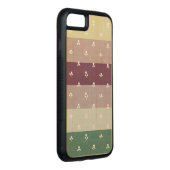 Little Tulips on Pastel Stripes (Wooden Case) Carved Wood iPhone Case (Right)