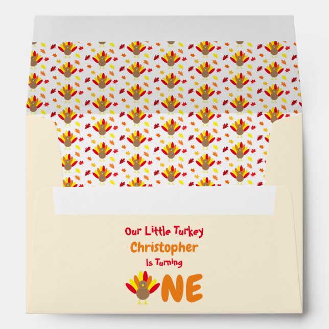 Little Turkey 1st Birthday Envelope (Back (Bottom))