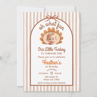 Little Turkey 1st Birthday Invitation