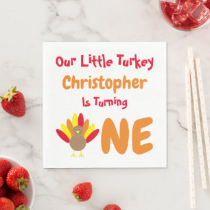 Little Turkey 1st Birthday Napkins