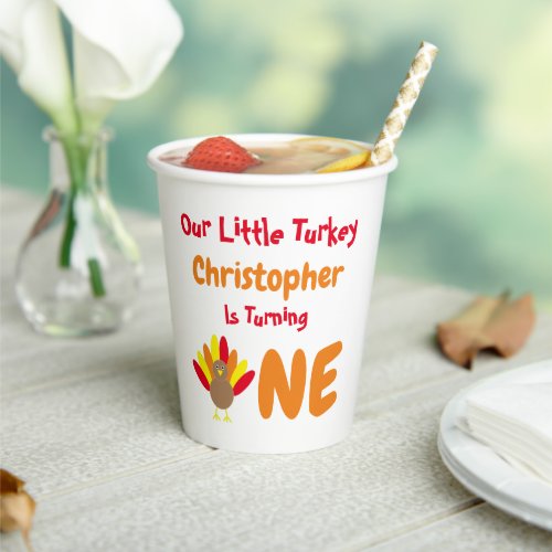 Little Turkey 1st Birthday Paper Cups