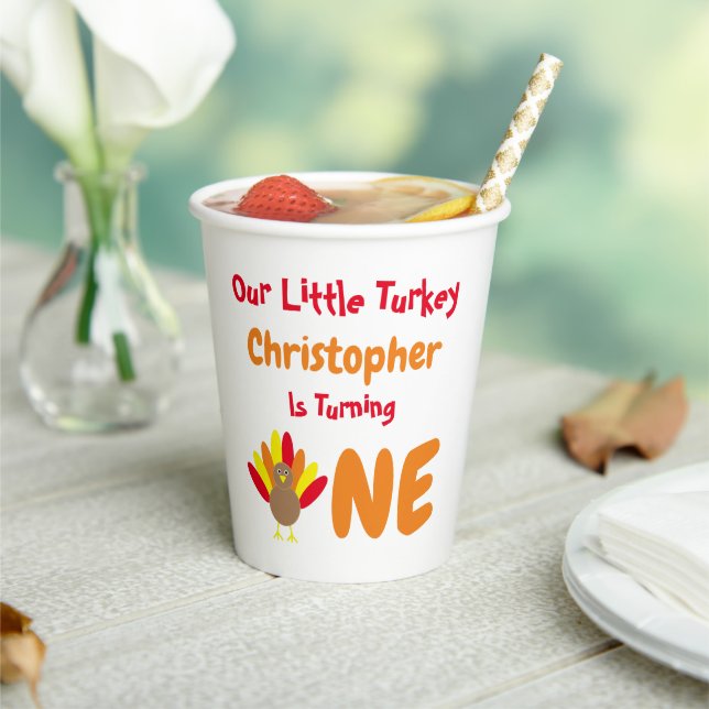 Little Turkey 1st Birthday Paper Cups (Insitu)