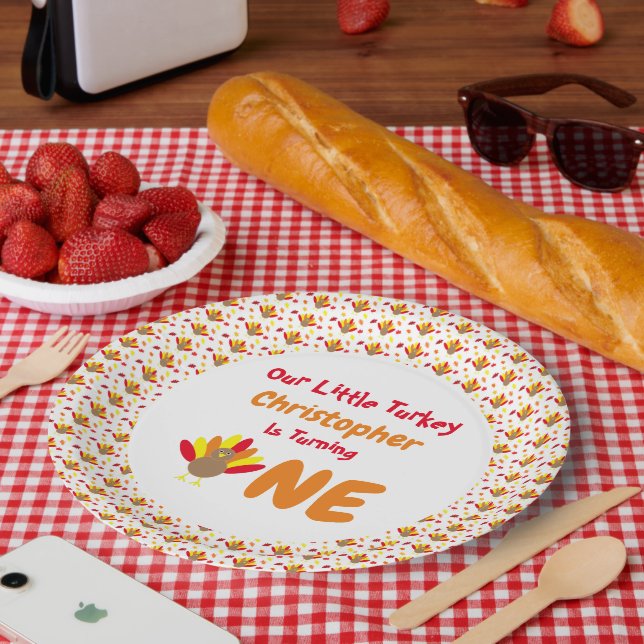 Little Turkey 1st Birthday Paper Plates (Picnic)