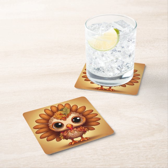 Little Turkey 4 Square Paper Coaster (Insitu)