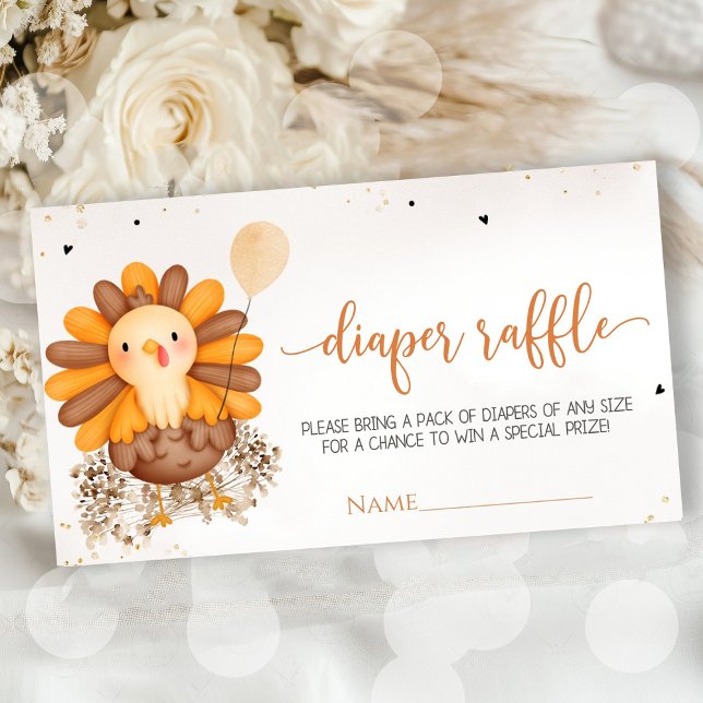 Little Turkey Baby Shower Thanksgiving Diaper Raff Enclosure Card (Little Turkey baby shower Thanksgiving diaper raffle enclosure card with turkey design, warm autumn )