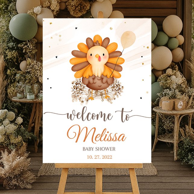 Little Turkey Baby Shower Thanksgiving  Foam Board (Little Turkey baby shower Thanksgiving foam board welcome sign with turkey illustration, warm autumn)