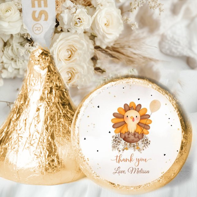 Little Turkey Baby Shower Thanksgiving Hershey®'s Kisses® (Little Turkey baby shower Thanksgiving Hershey’s Kisses stickers with cute turkey design and warm au)