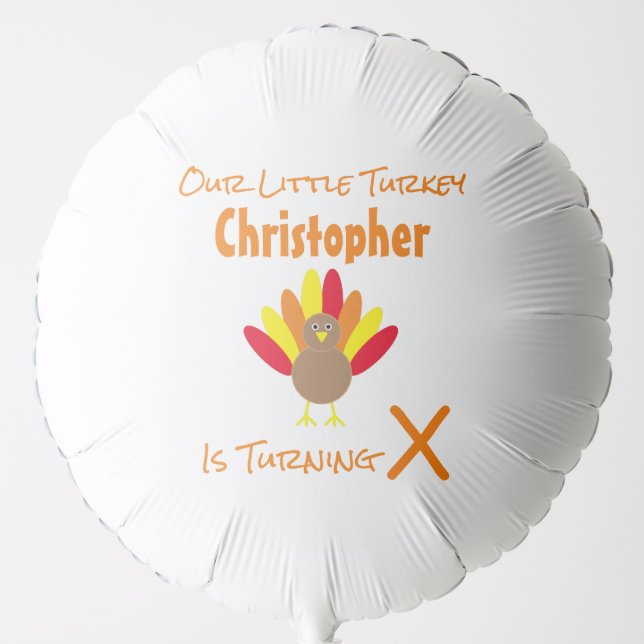 Little Turkey Birthday Balloon (Front)