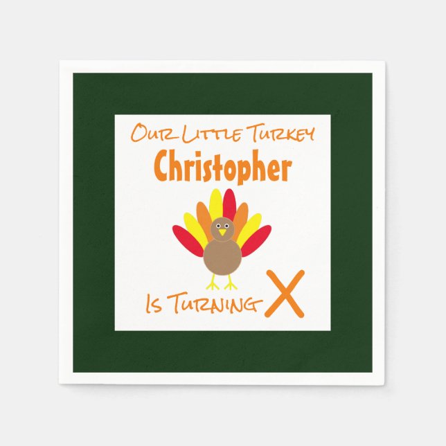 Little Turkey Birthday Napkins (Front)