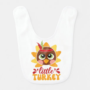 Little Turkey Boy Kids Thanksgiving Baby Bib