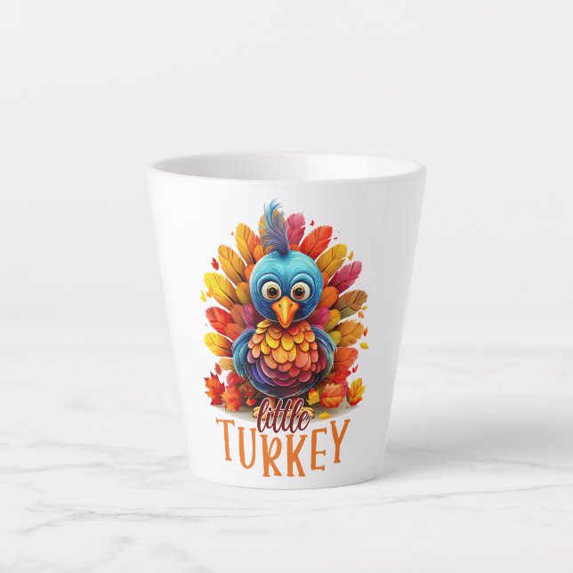 Little Turkey – Cute Colorful Cartoon Style Latte Mug (Front)