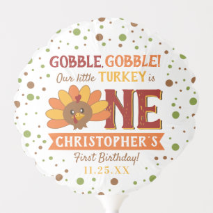 Little Turkey Fall Thanksgiving 1st Birthday Balloon