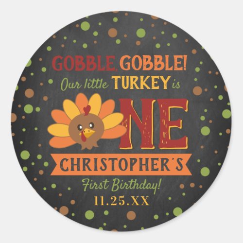 Little Turkey Fall Thanksgiving 1st Birthday Classic Round Sticker