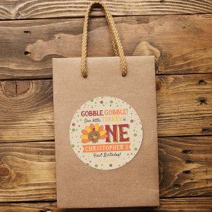 Little Turkey Fall Thanksgiving 1st Birthday Classic Round Sticker
