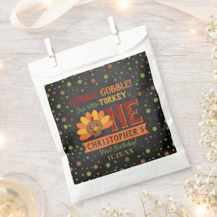 Little Turkey Fall Thanksgiving 1st Birthday Favor Bag