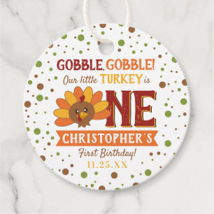 Little Turkey Fall Thanksgiving 1st Birthday Favor Tags