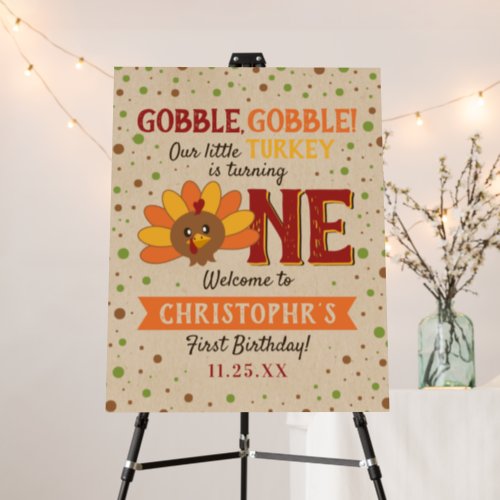 Little Turkey Fall Thanksgiving 1st Birthday Foam Board