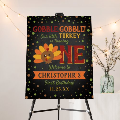 Little Turkey Fall Thanksgiving 1st Birthday Foam Board
