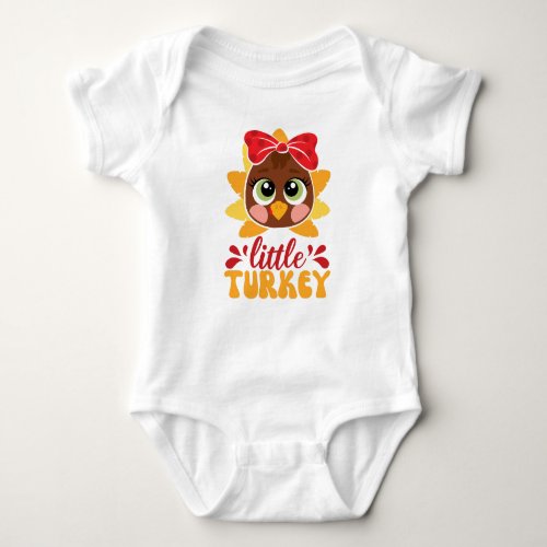 Little Turkey Girl Kids Thanksgiving Baby Bodysuit