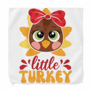 Little Turkey Girl Kids Thanksgiving Bandana