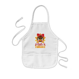 Little Turkey Girl Kids Thanksgiving Kids' Apron