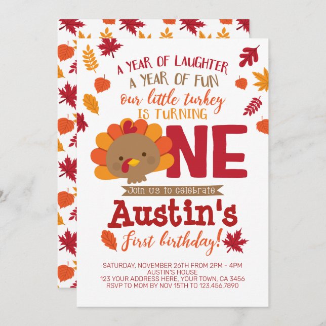 Little Turkey Invitation (Front/Back)