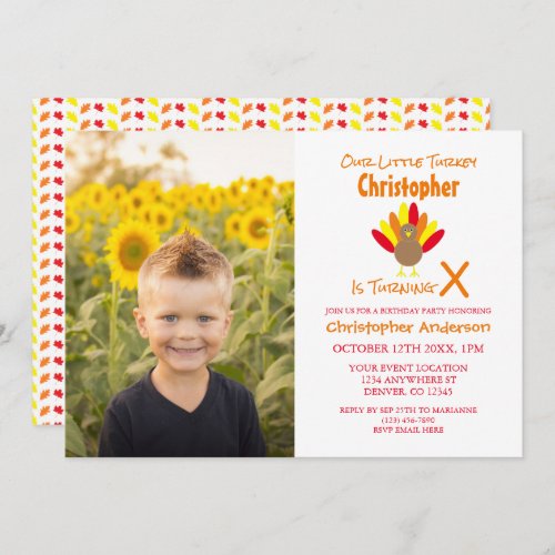 Little Turkey Kids Birthday Invitation