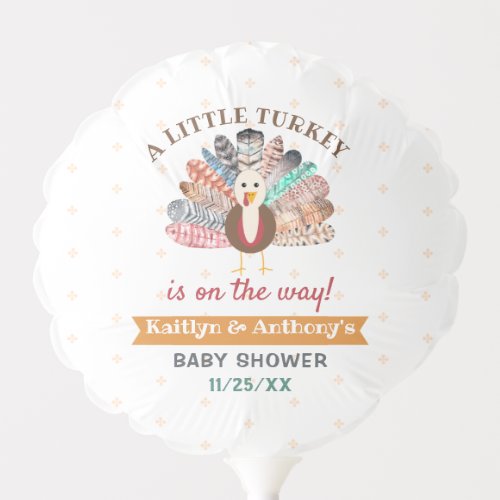 Little Turkey On The Way Thanksgiving Baby Shower Balloon