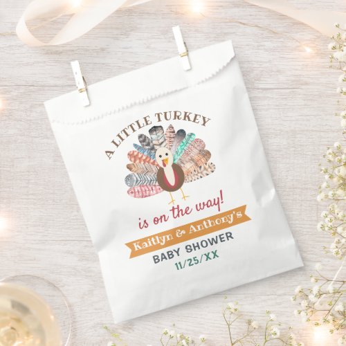 Little Turkey On The Way Thanksgiving Baby Shower Favor Bag
