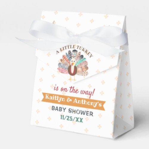 Little Turkey On The Way Thanksgiving Baby Shower Favor Boxes